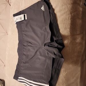 adidas Women's Athletic Shorts - Dark Gray and White